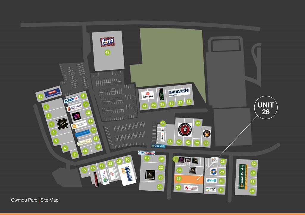 Map of Cwmdu Parc swansea and unit 26 location