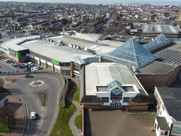 Drone shot of st Eli shopping centre (2)